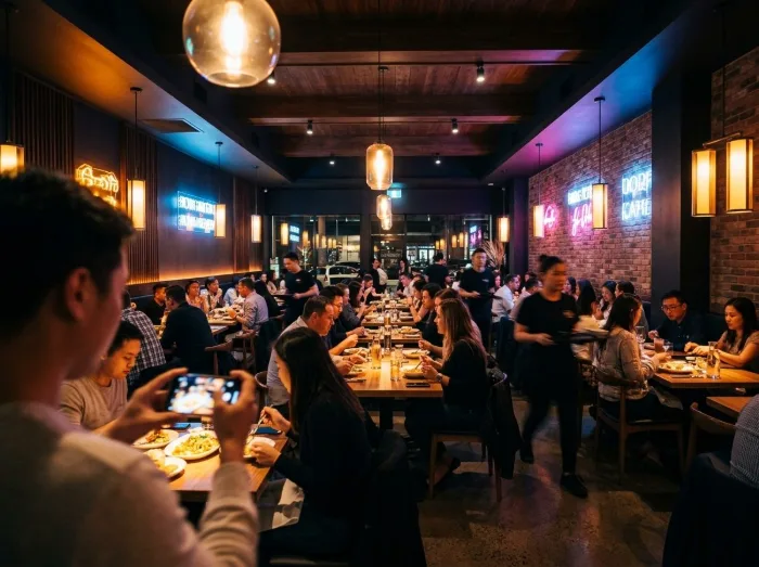 Packed weekend dining atmosphere