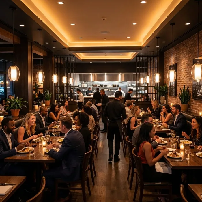 Packed restaurant atmosphere