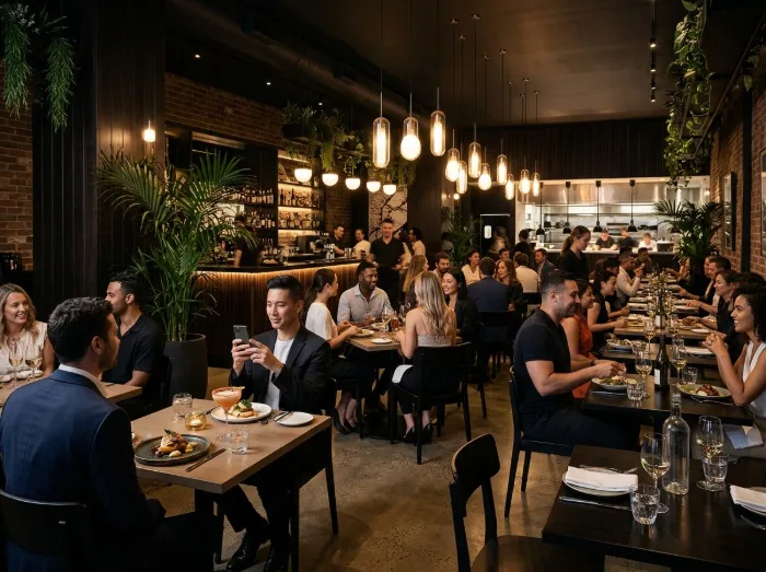 Packed weekend dining atmosphere