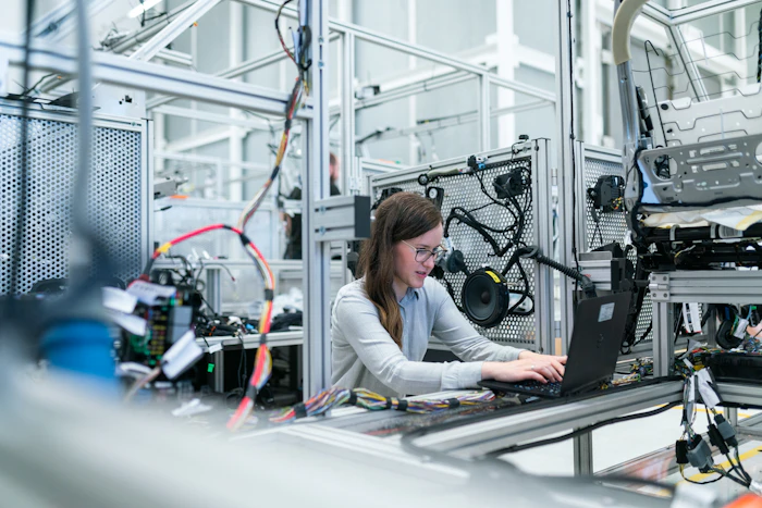 Engineer working with industrial equipment