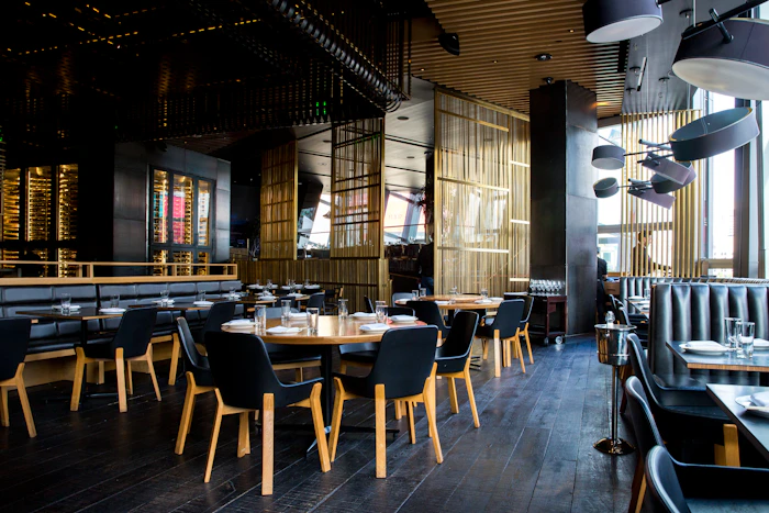 Busy restaurant dining room